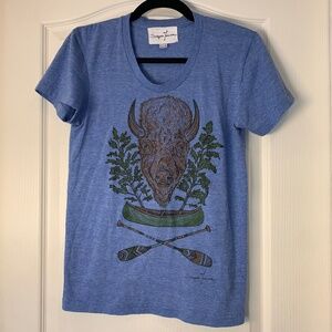 Salgado Fenwick Artist Graphic Bison Canoe T-Shirt Made in USA Women’s Large